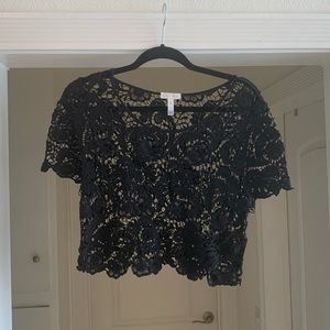 LEITH Black Lace Top